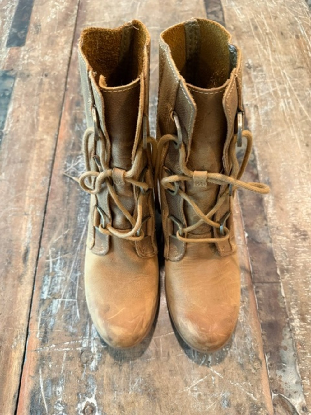 Sorel Tan Lace-Up Combat Boots